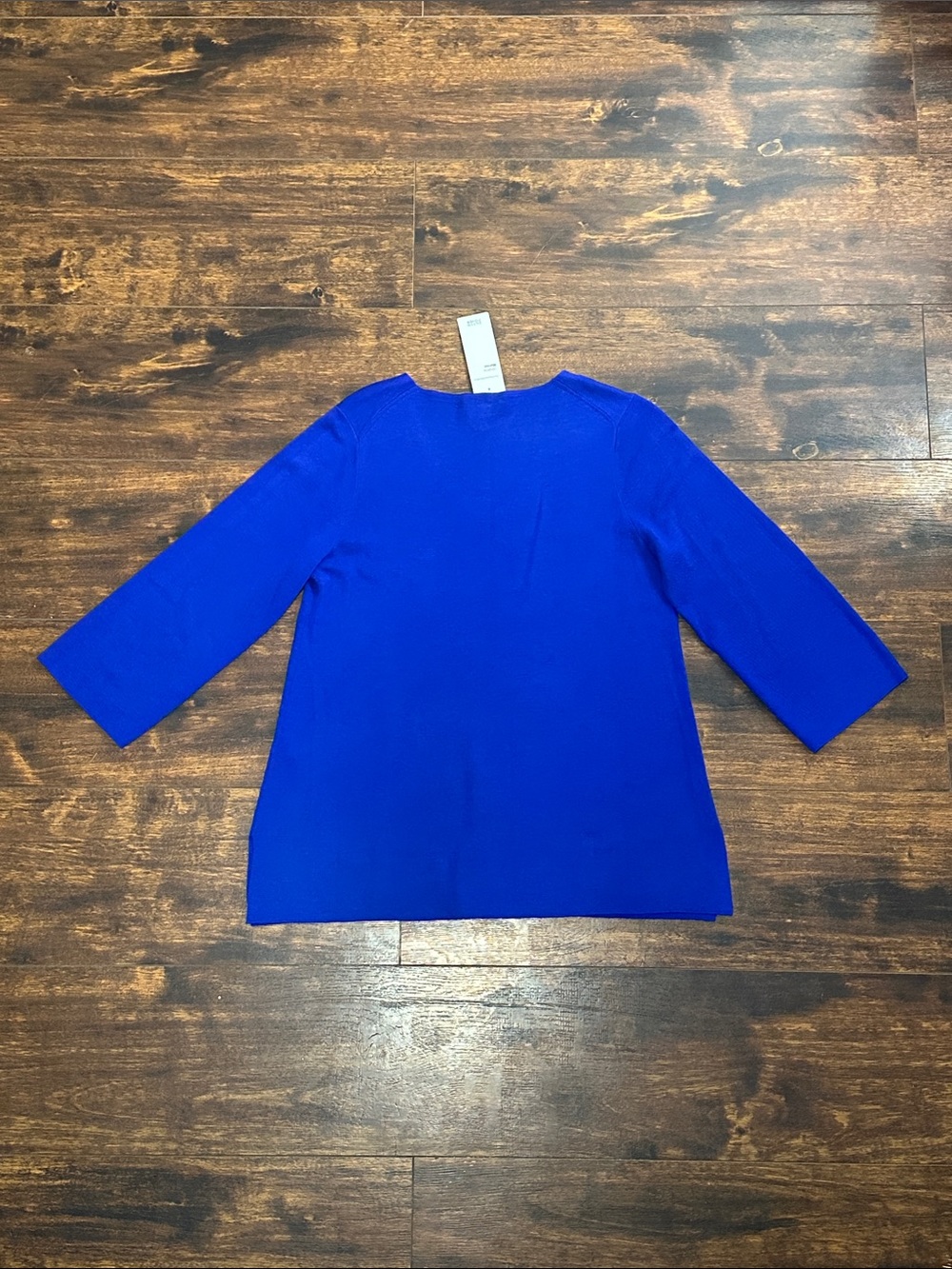 ✨ Eileen Fisher Royal Blue Merino Wool 3/4 Sleeve V-Neck Top XS NWT 💙 - Picture 3 of 6